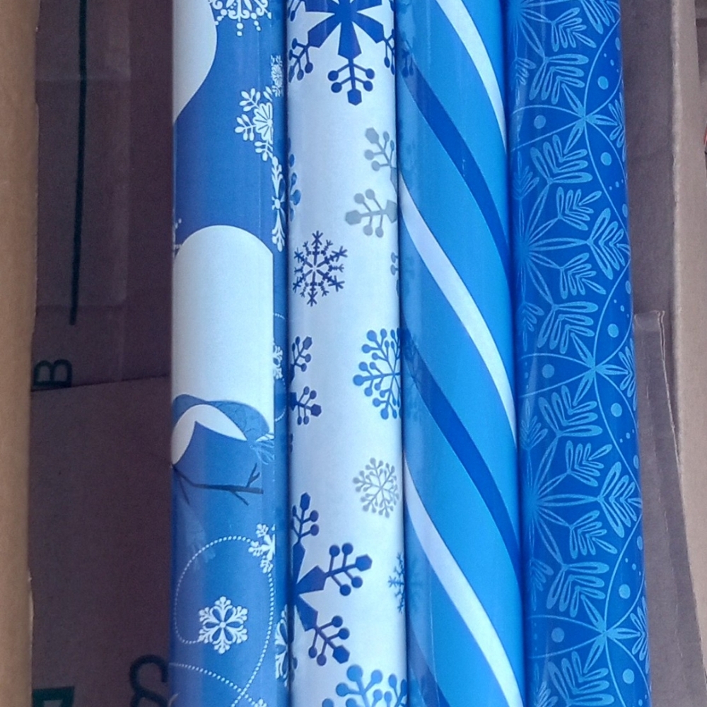 Image Arts Gift Wrap Assortment.4 Rolls Holiday Blue 120 SqFt.25Ft x 4Yds. NIB